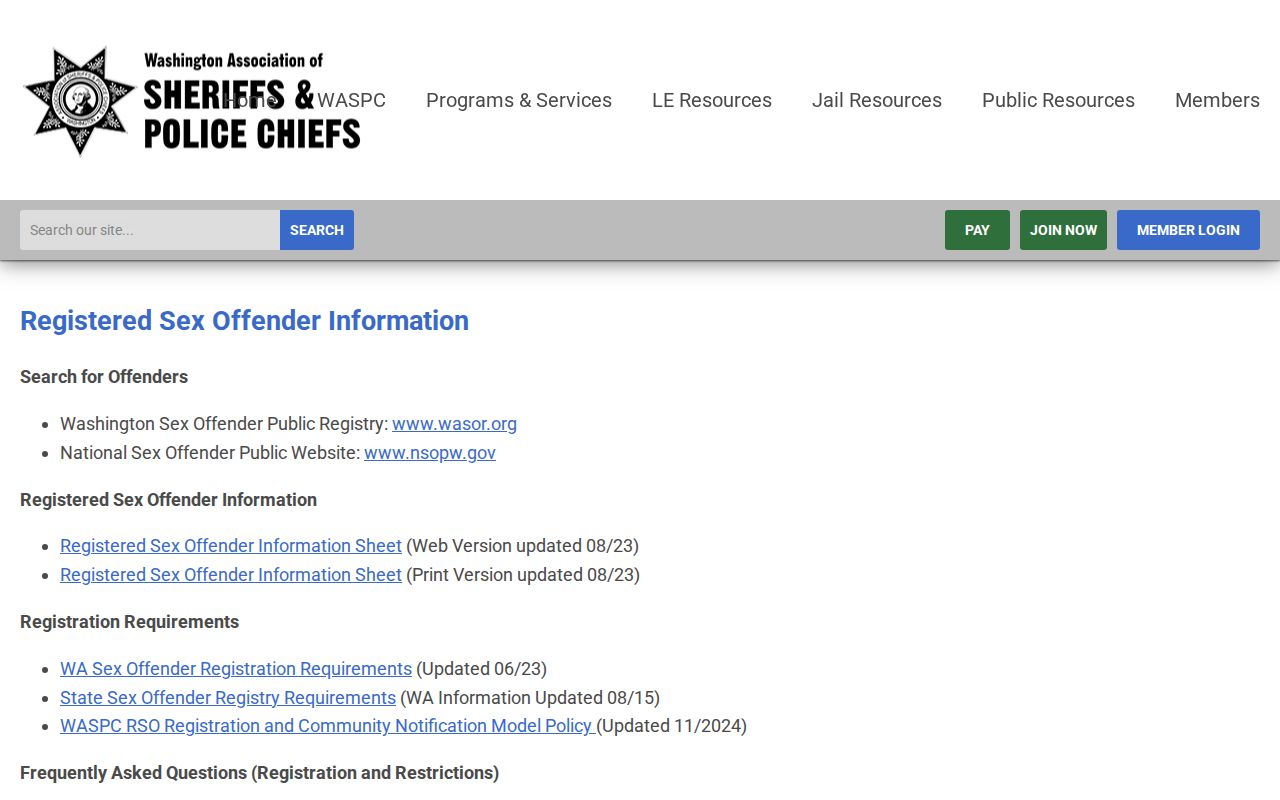 Vancouver people search entry for Washington public safety registry