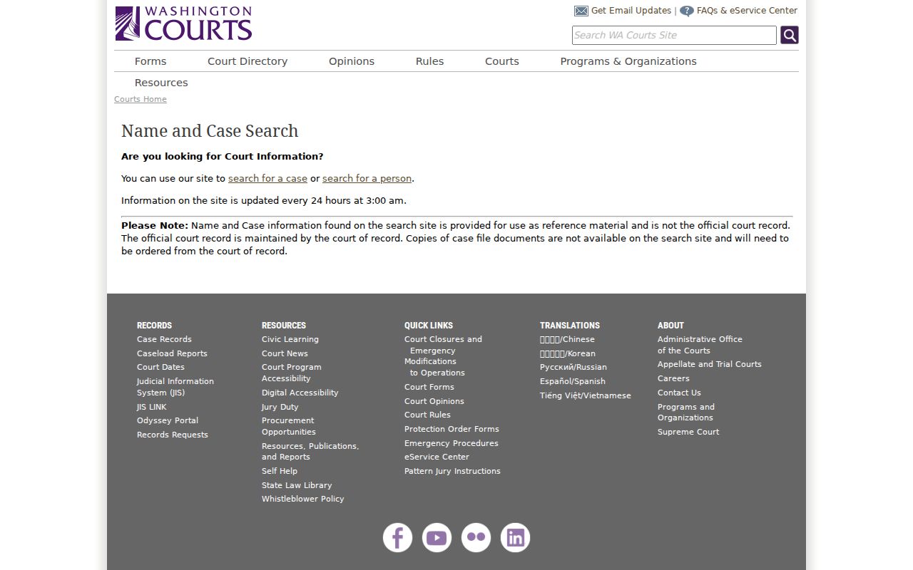 Vancouver people search through Washington court names and cases