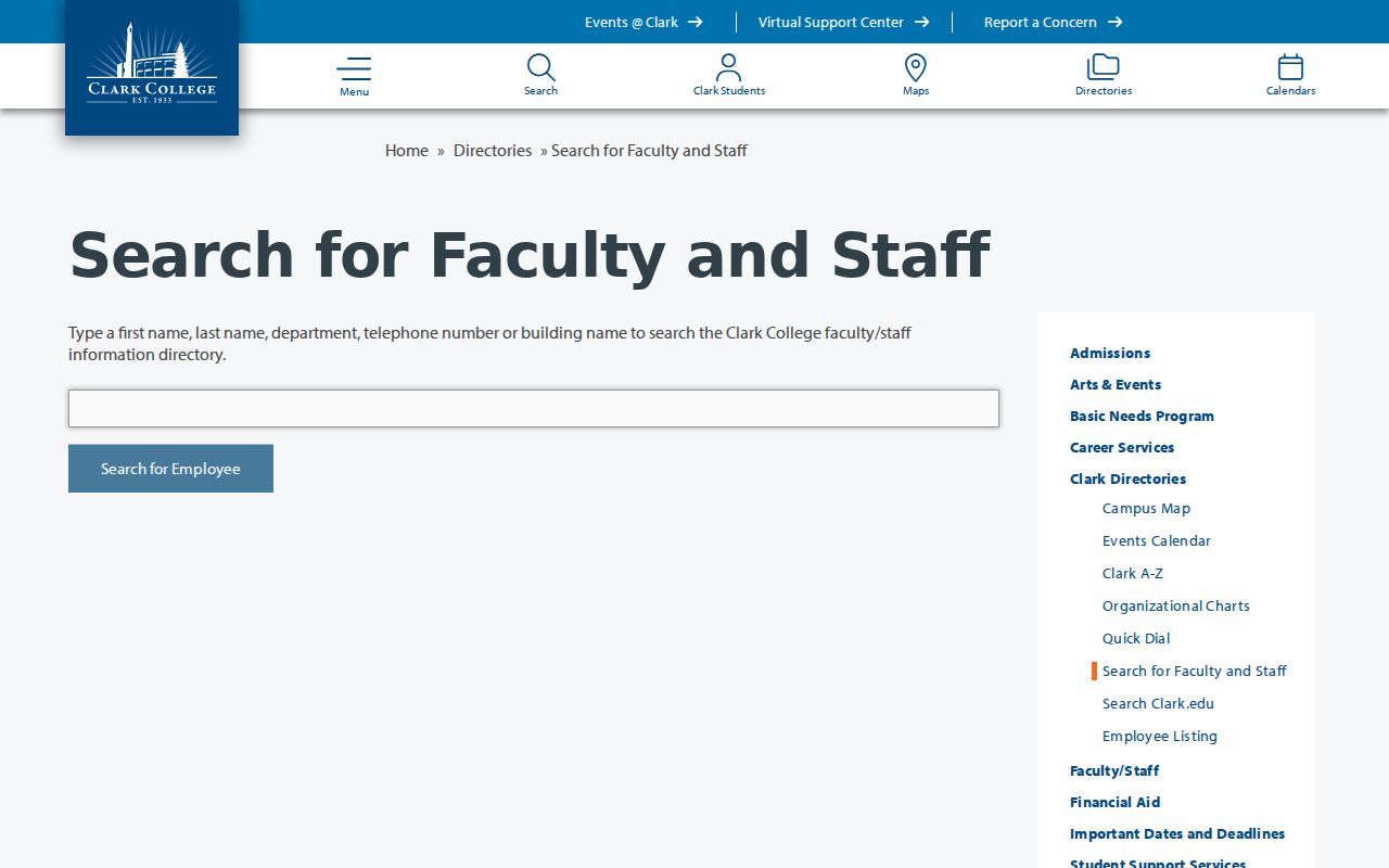 Vancouver people directories Clark College employee search