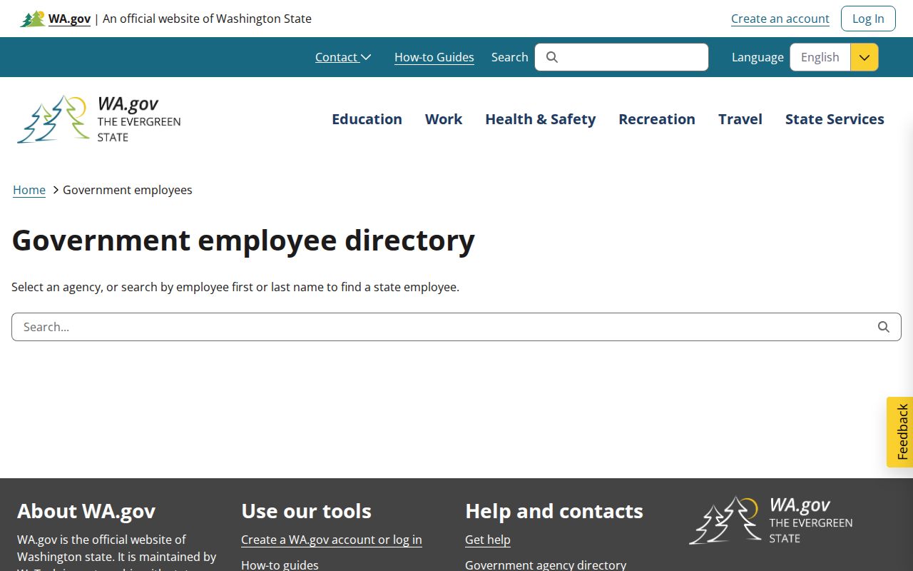 Vancouver people directories Washington state employee search fields