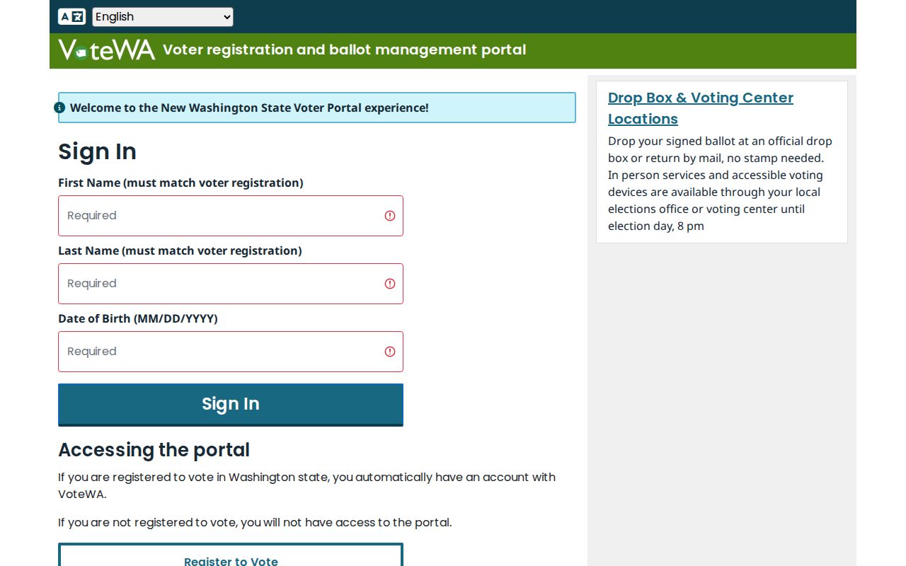 Vancouver voter registration VoteWA lookup fields