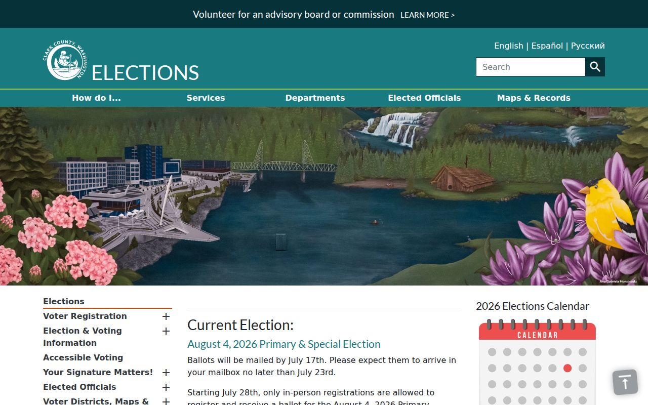Vancouver voter registration services at Clark County Elections